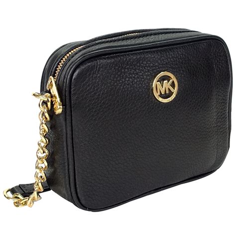 michael kors crossbody small leather black|Michael Kors leather crossbody purses.